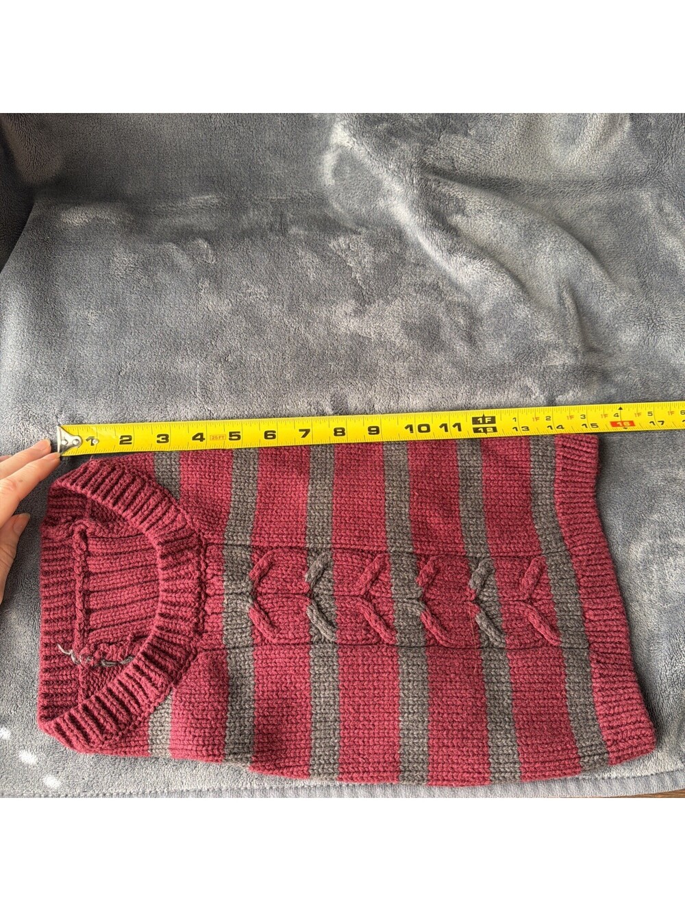 Jr Hunter Dog Sweater Burgundy Grey Stripe